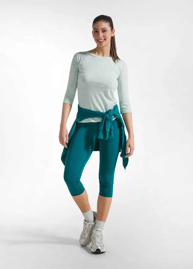 deha-leggings-stretch-7-8-tinta-unita-verde image 1