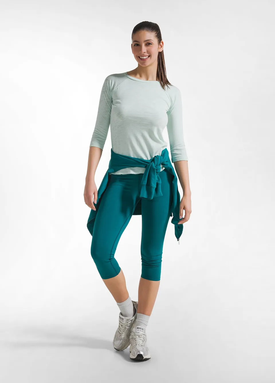 deha-leggings-stretch-7-8-tinta-unita-verde image 1