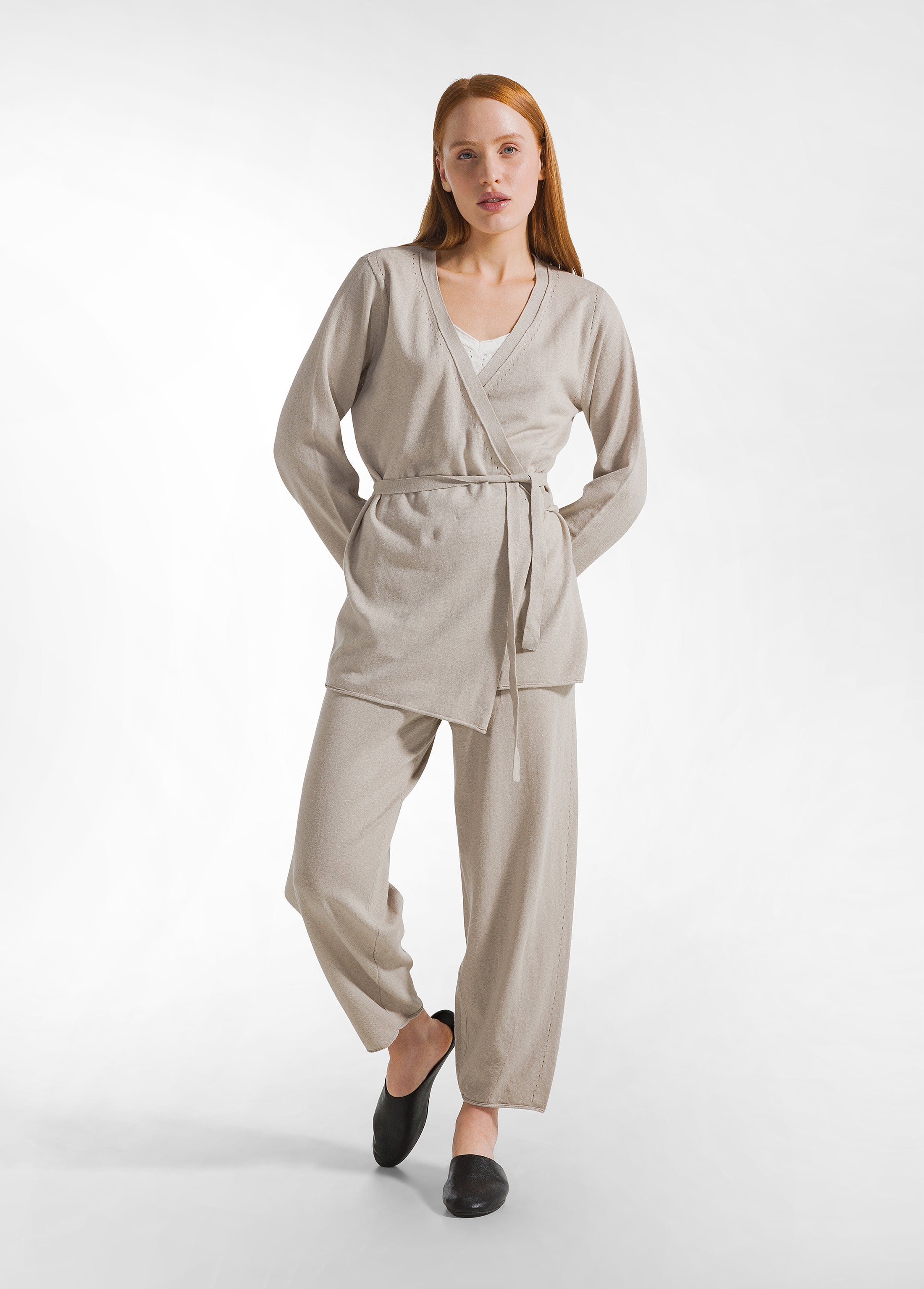 deha-cardigan-allacciato-misto-lino-beige-mod-d22192 image 4