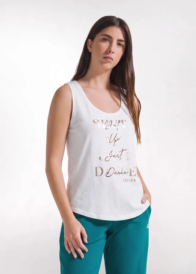 deha-d42402-top-con-stampa-grafica-in-jersey-organico-bianco image 1