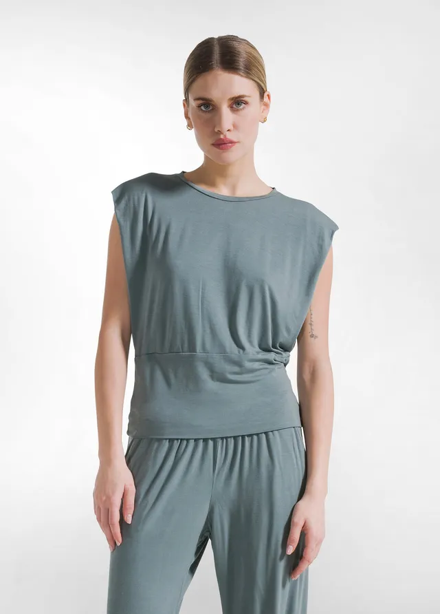deha-t-shirt-viscosa-ecovero-con-dettaglio-laterale-verde image 1