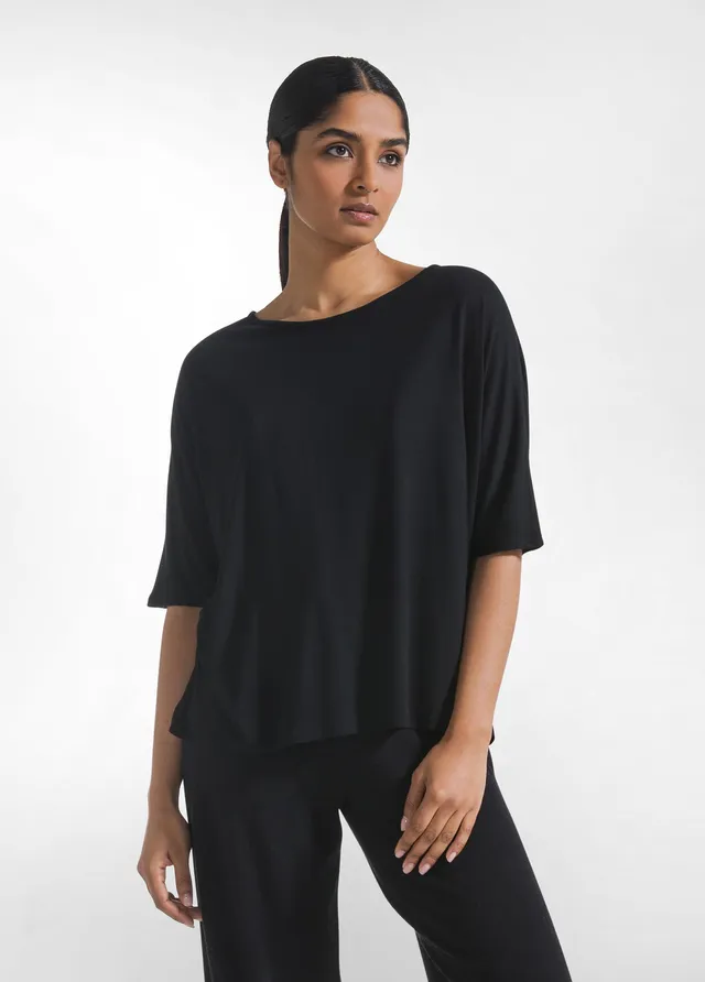 deha-t-shirt-fluida-in-viscosa-nera image 1