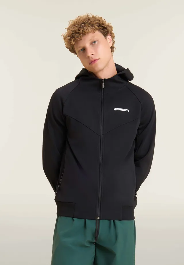 freddy-felpa-uomo-full-zip-cappuccio-mesh-interlock image 1