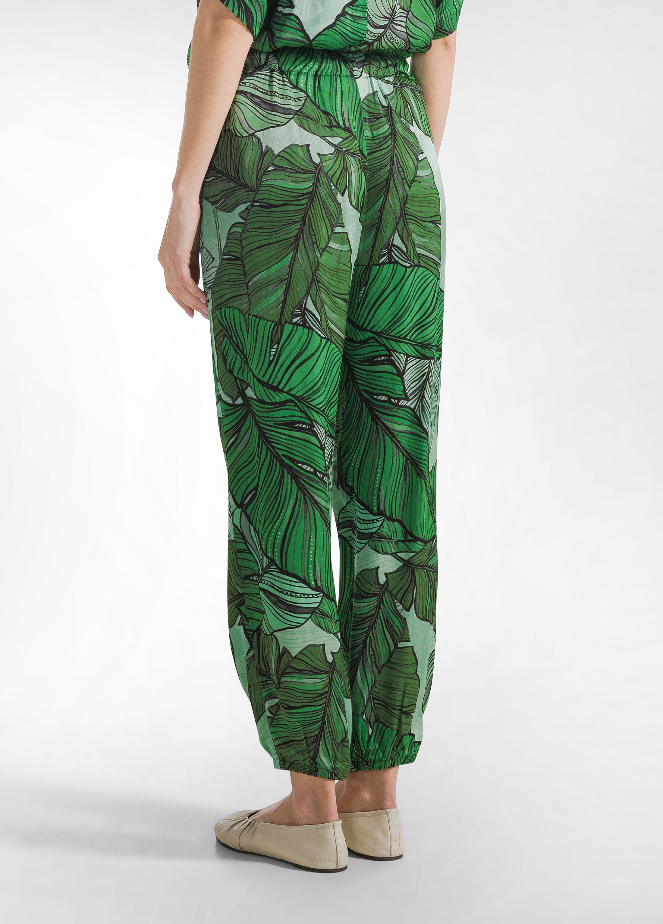 deha-pantalone-jogger-in-raso-stampato-verde-donna image 3
