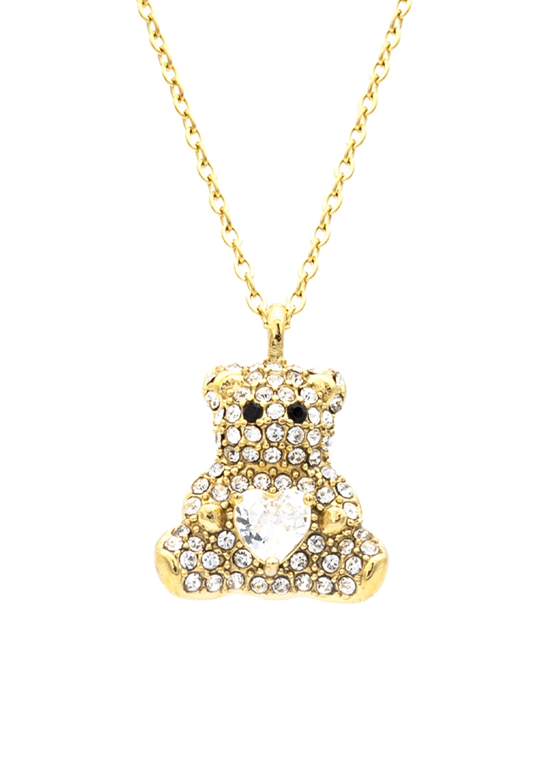 freddy-collana-acciaio-gold-con-pendente-orsetto-e-strass image 2