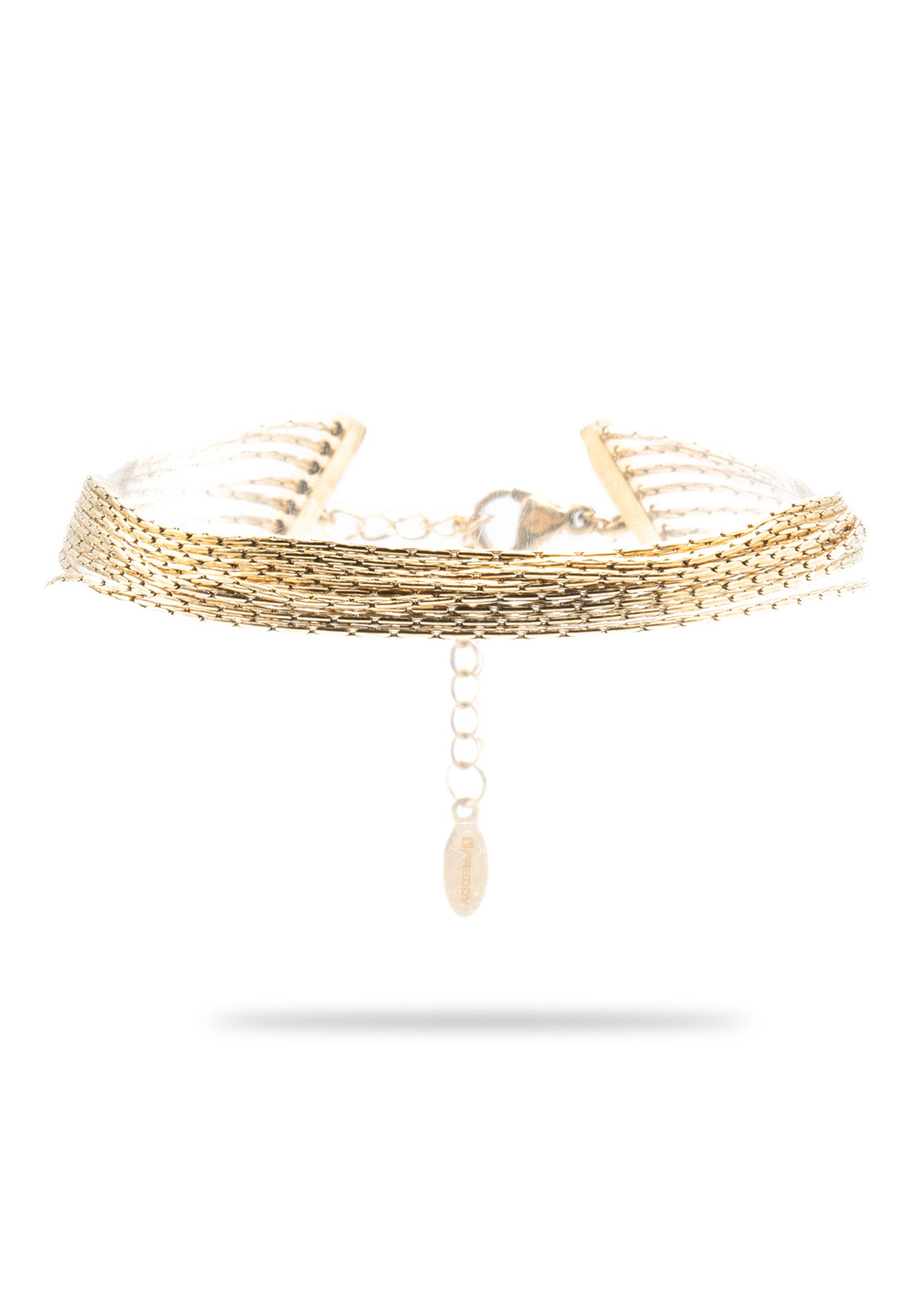 bracciale-multi-filo-in-acciaio-dorato-con-catena-a-spiga image 1