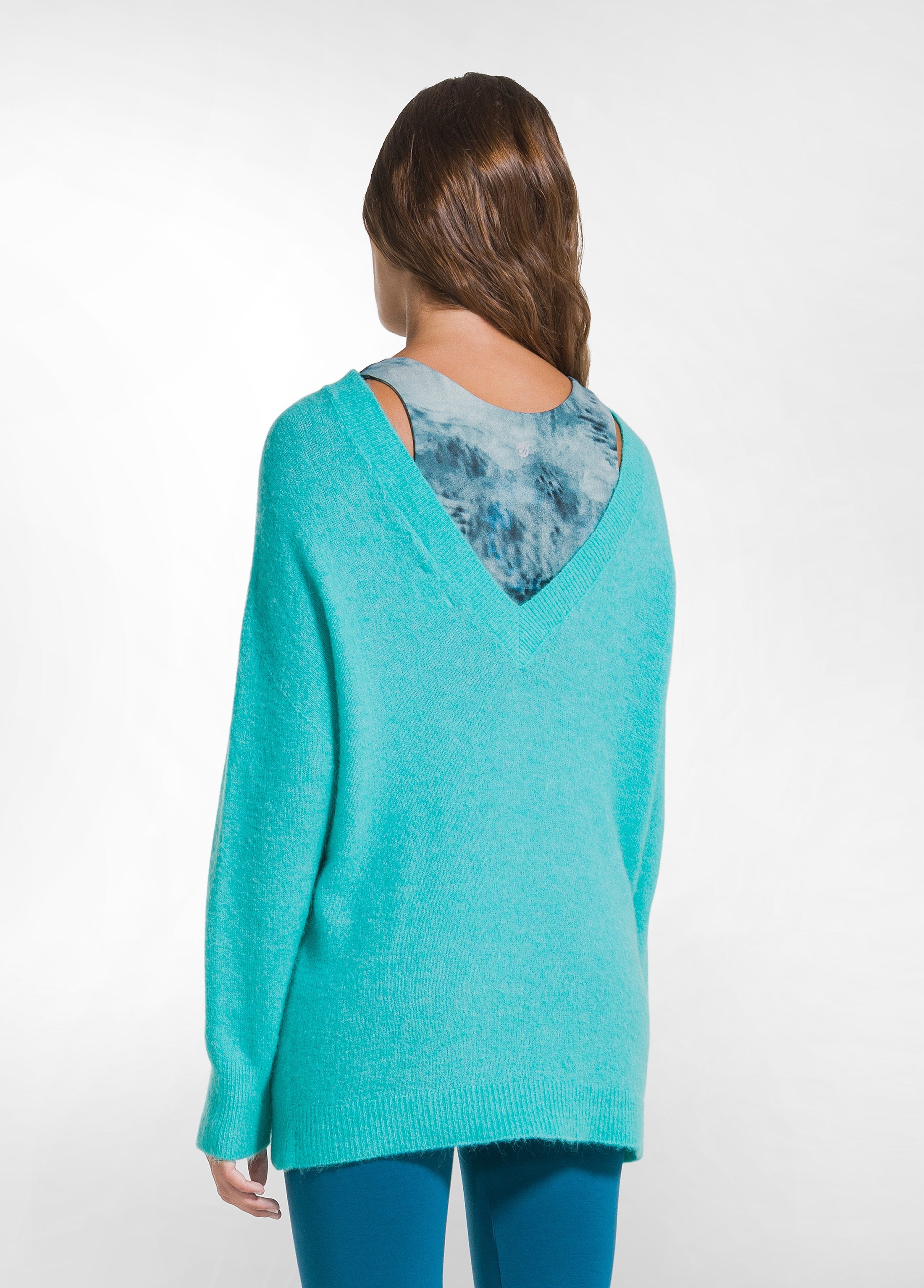 deha-d52724-maglione-lungo-alpaca-scollo-a-v-verde image 2