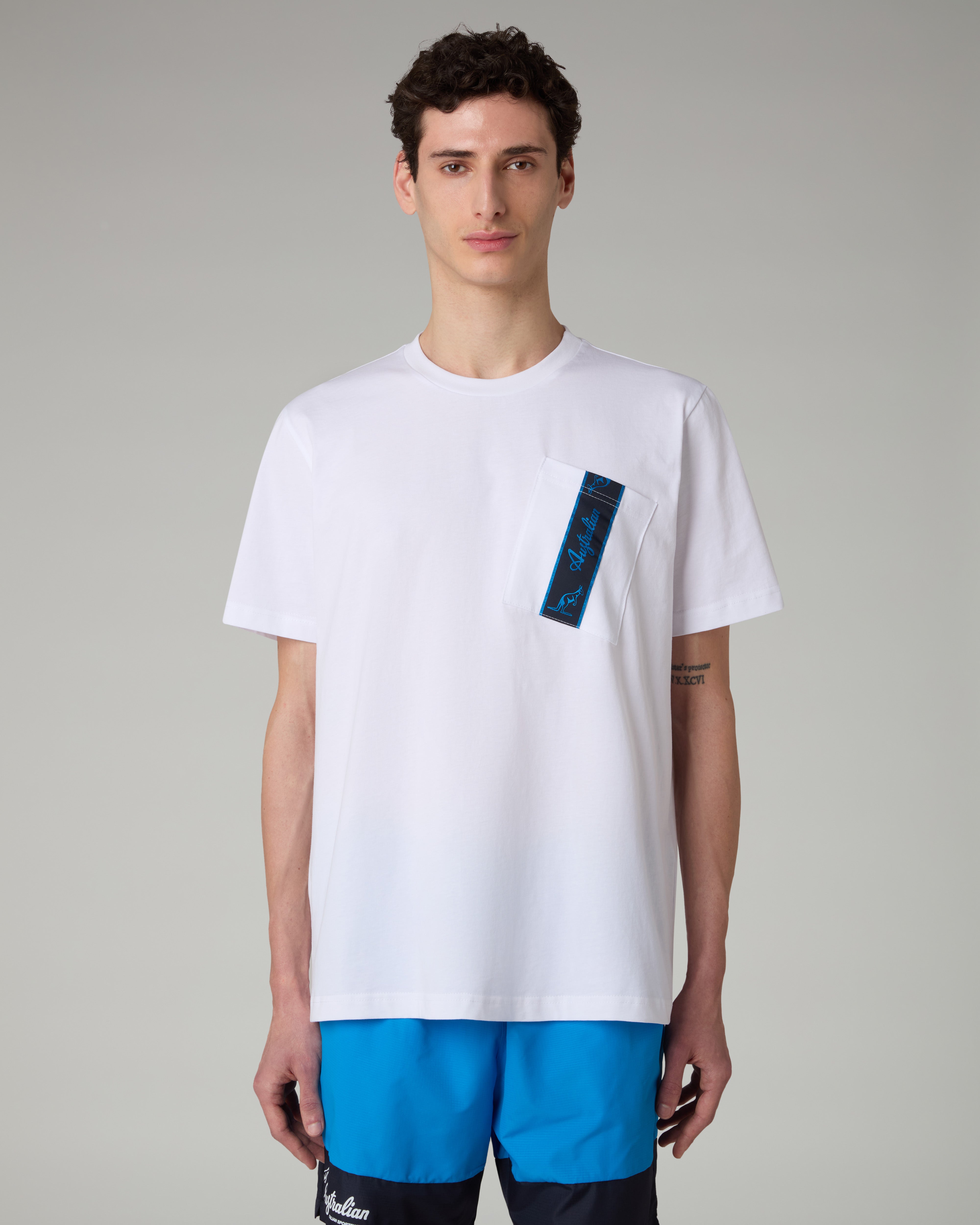 australian-pocket-t-shirt-t-shirt-cotone-bianco-con-tasca image 1