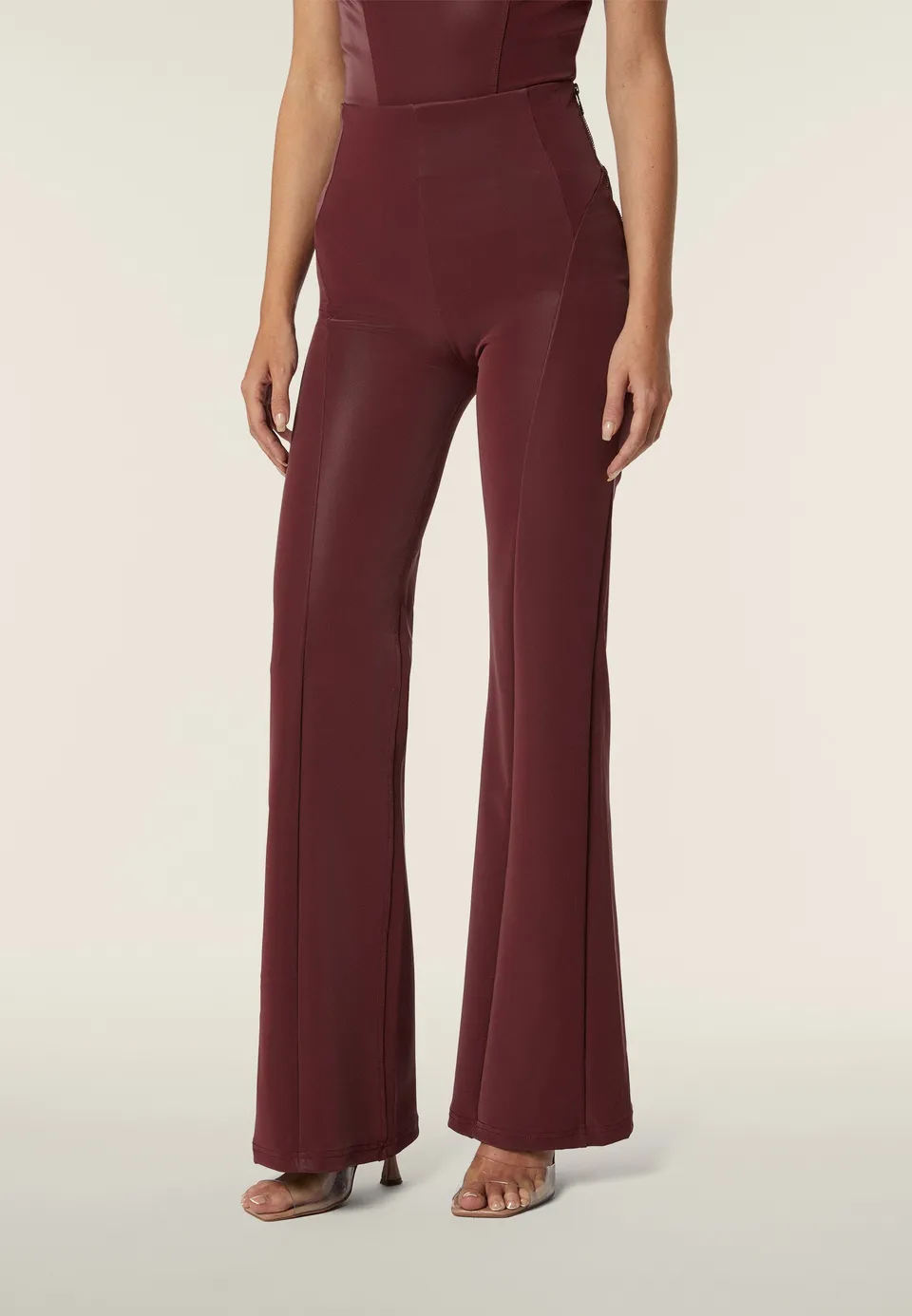 freddy-wr-up-pantaloni-super-flare-in-similpelle-lucida-effetto-wet image 1