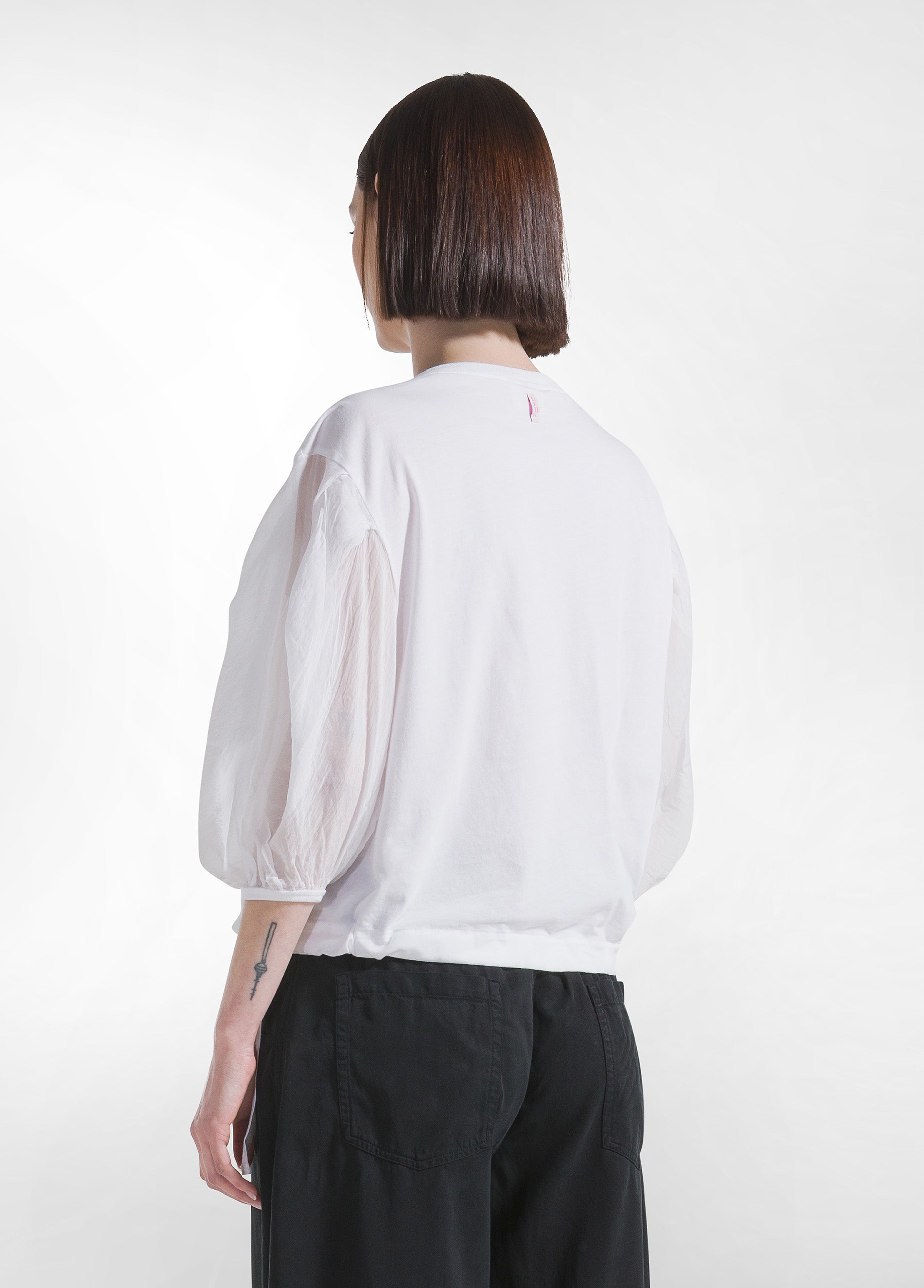 deha-t-shirt-ampia-in-cotone-e-seta-con-strati-sovrapposti-bianco image 2