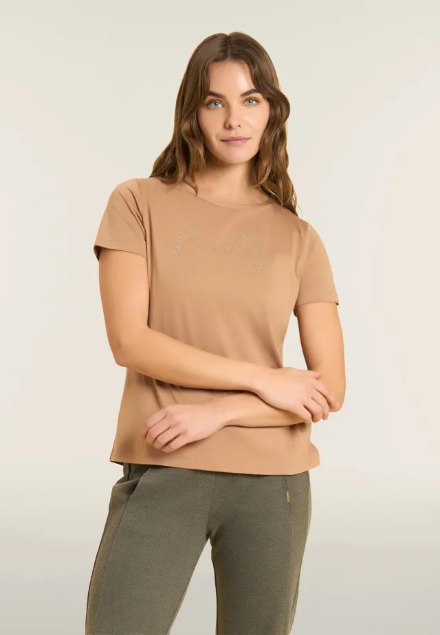 freddy-t-shirt-donna-girocollo-con-grafica-dorata-e-fondo-stondato-jersey-cotone image 1