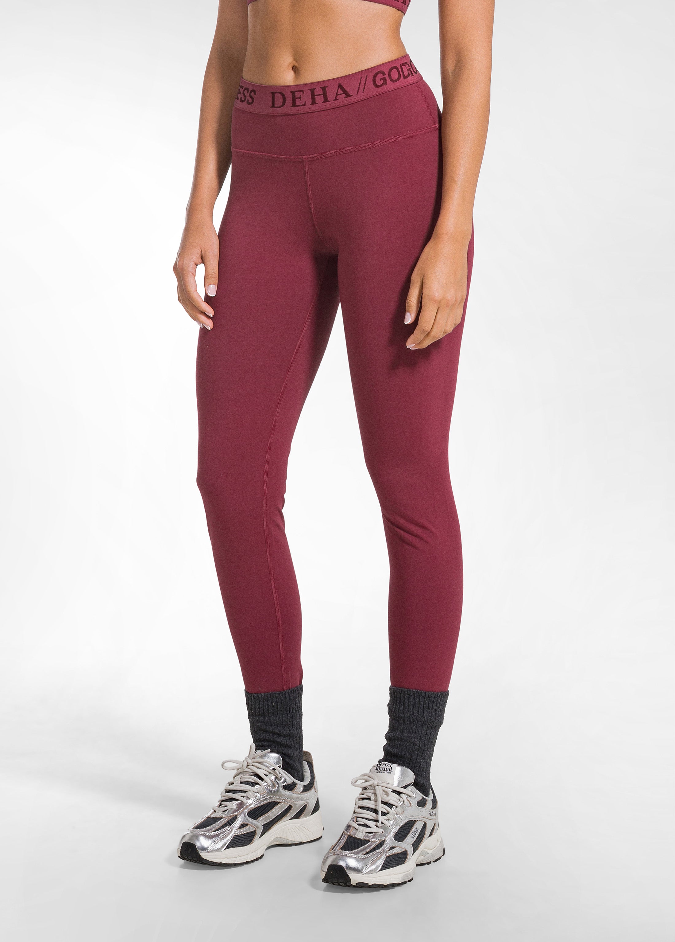 deha-leggings-in-jersey-stretch-con-logo-rosso-d52005 image 2