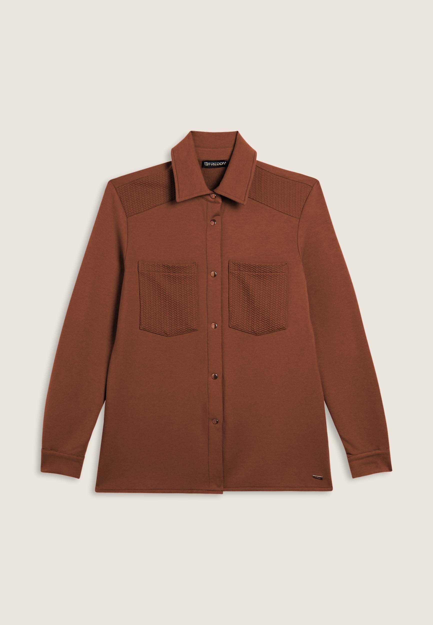 freddy-camicia-donna-in-felpa-modal-con-bottoni-dorati image 8