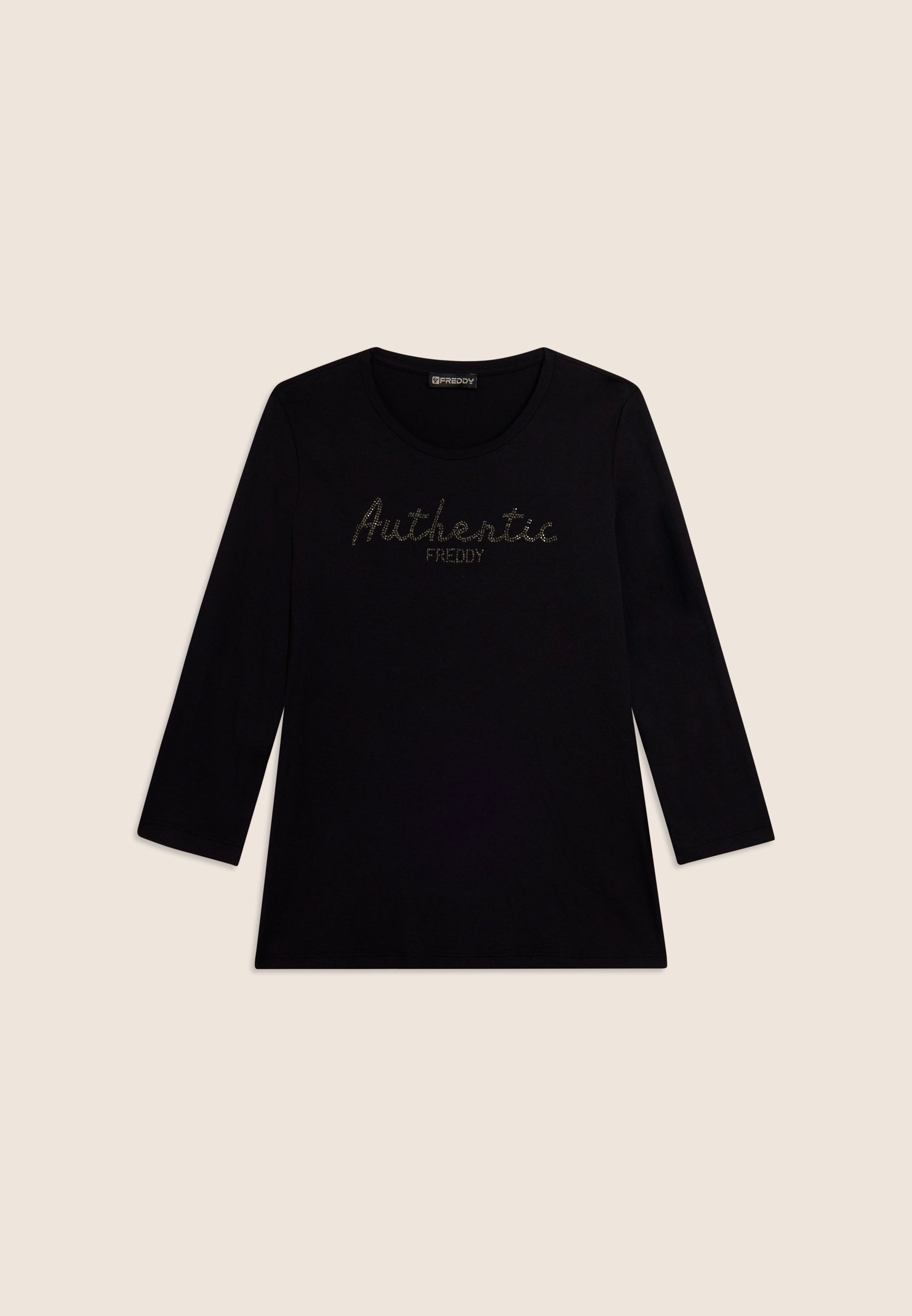freddy-t-shirt-authentic-manica-3-4-logo-strass-cotone-modal image 6