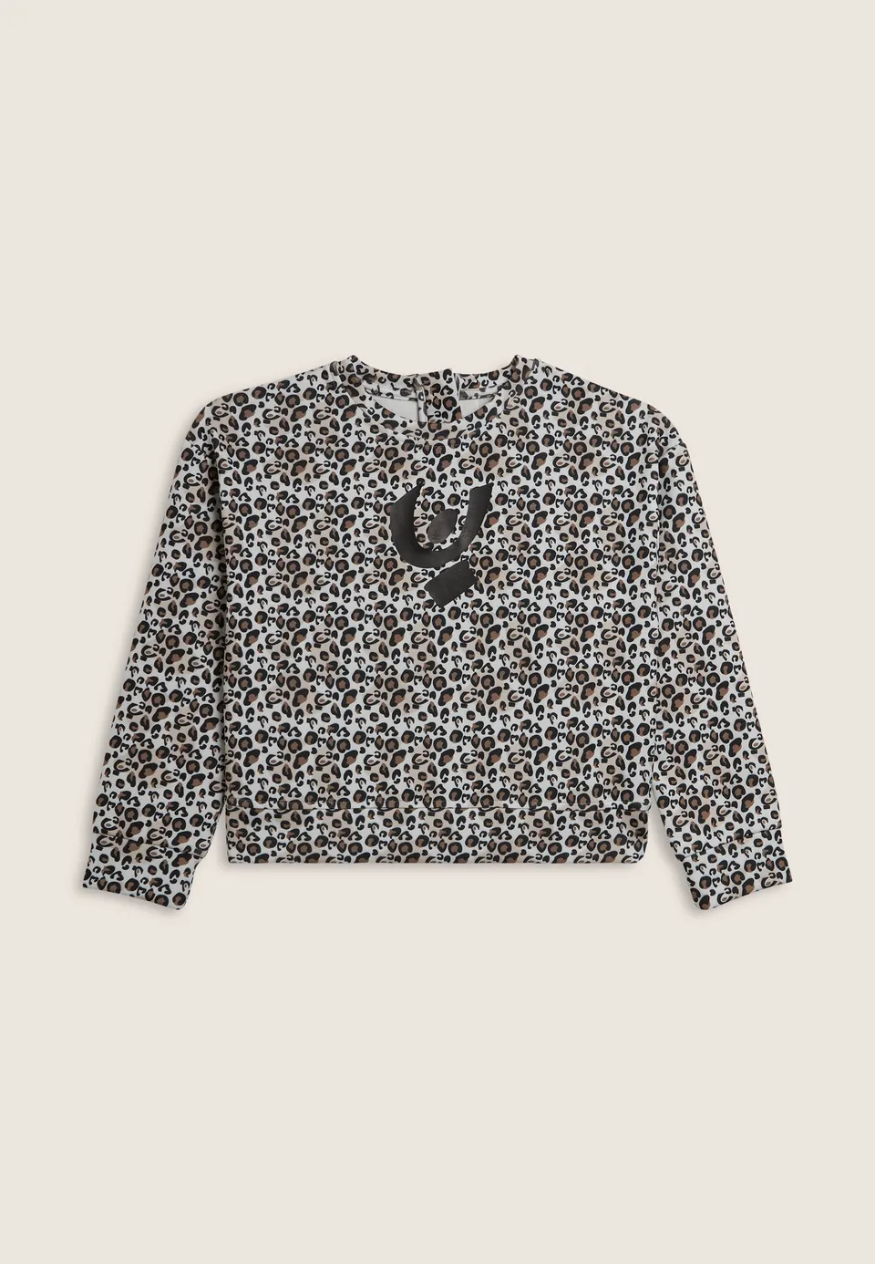 freddy-felpa-cropped-bambina-animalier-con-zip-posteriore-e-logo-omino image 1