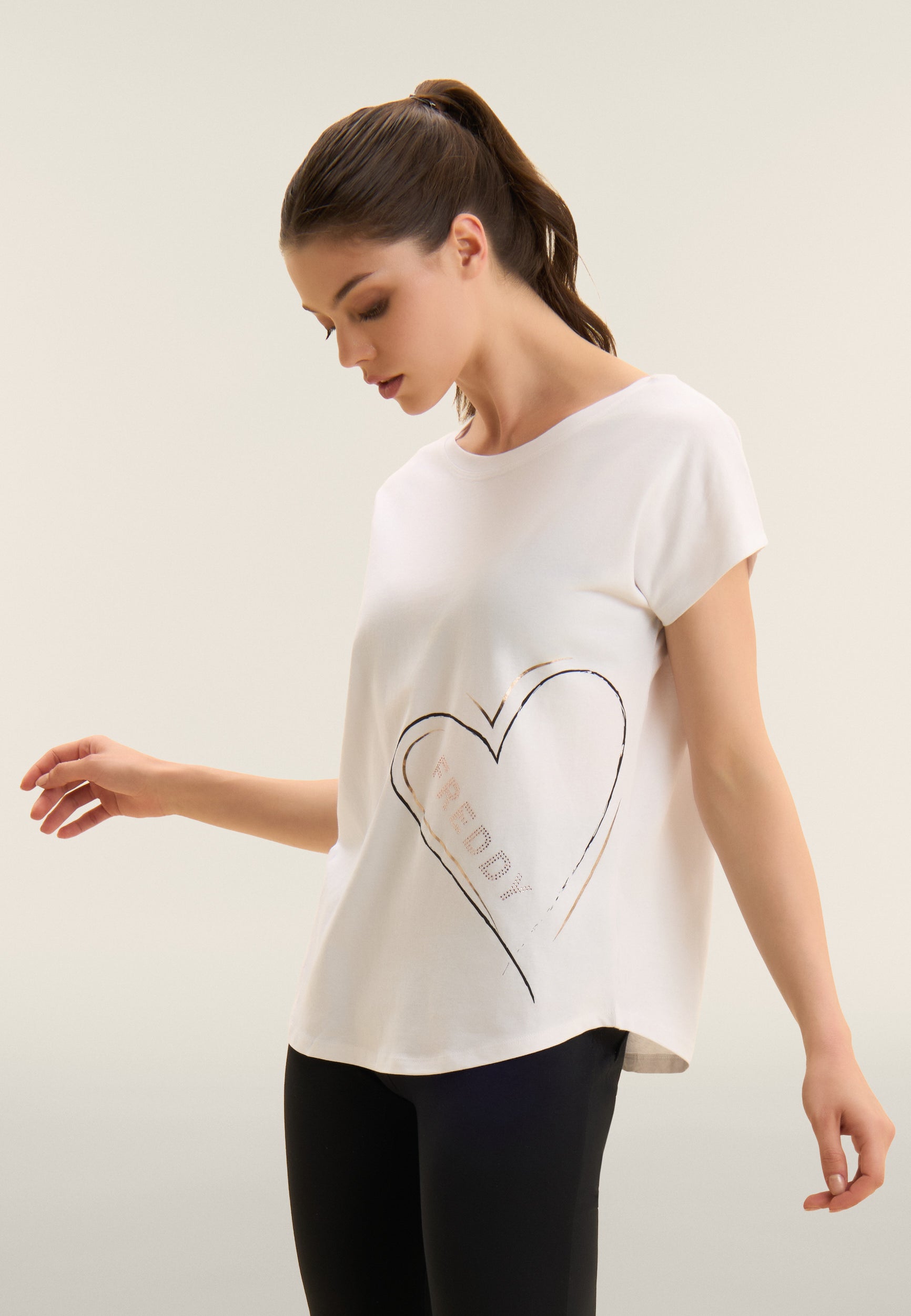 freddy-t-shirt-reversibile-donna-con-cuori-e-logo-in-cotone-supima image 1