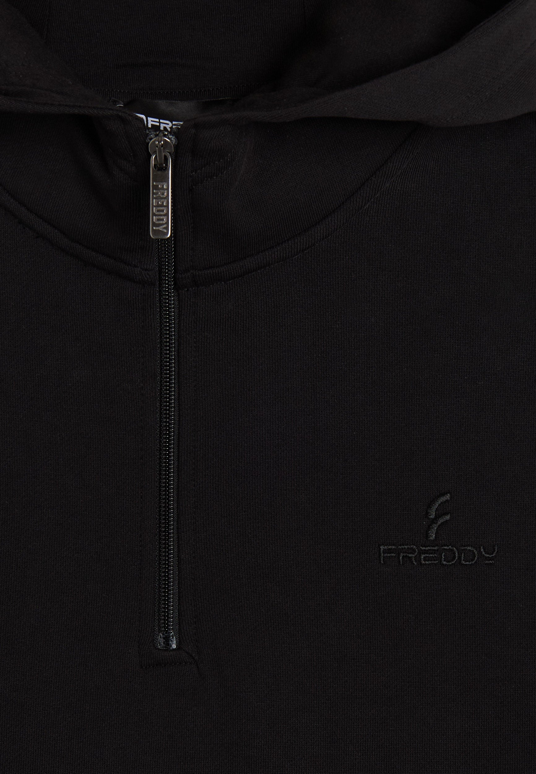 freddy-felpa-donna-con-mezza-zip-e-cappuccio-regolabile-in-cotone image 3