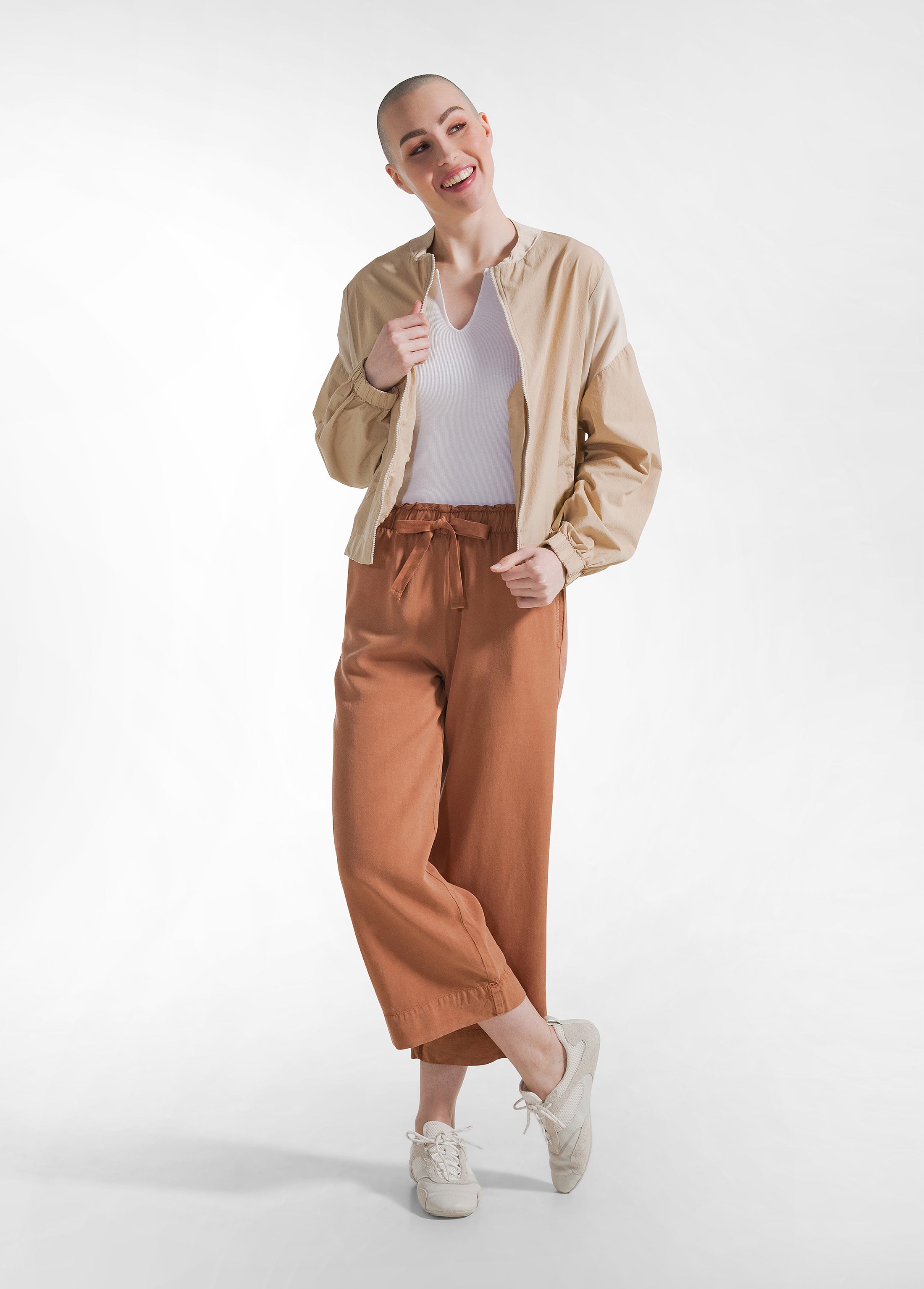 deha-pantalone-cropped-twill-tencel-marrone image 1