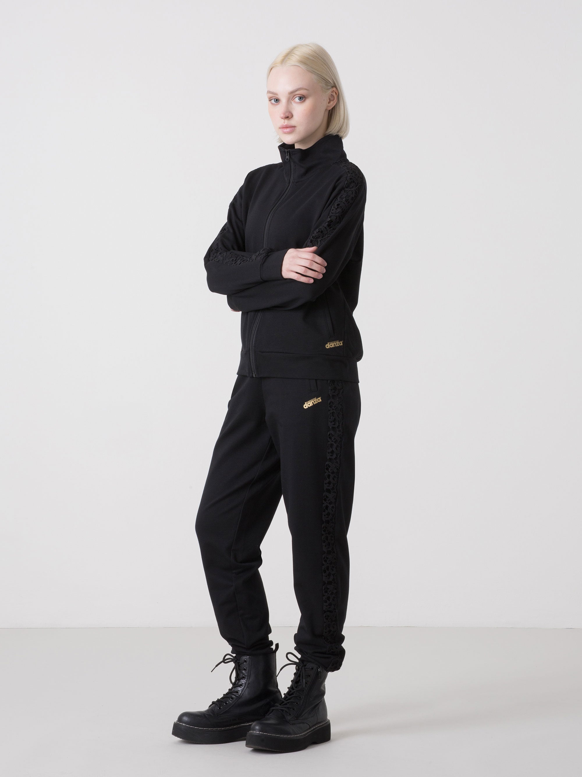 dimensione-danza-felpa-donna-full-zip-macram-collo-alto-con-tasche-laterali image 7