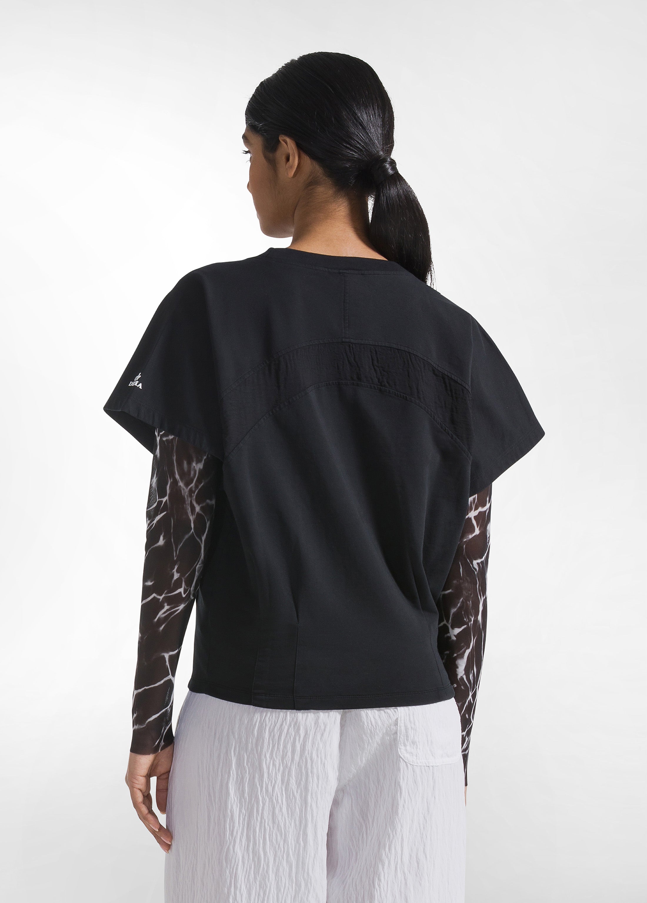 deha-felpa-girocollo-nera-con-inserto-crinkle-in-viscosa-felpa-leisurewear image 2