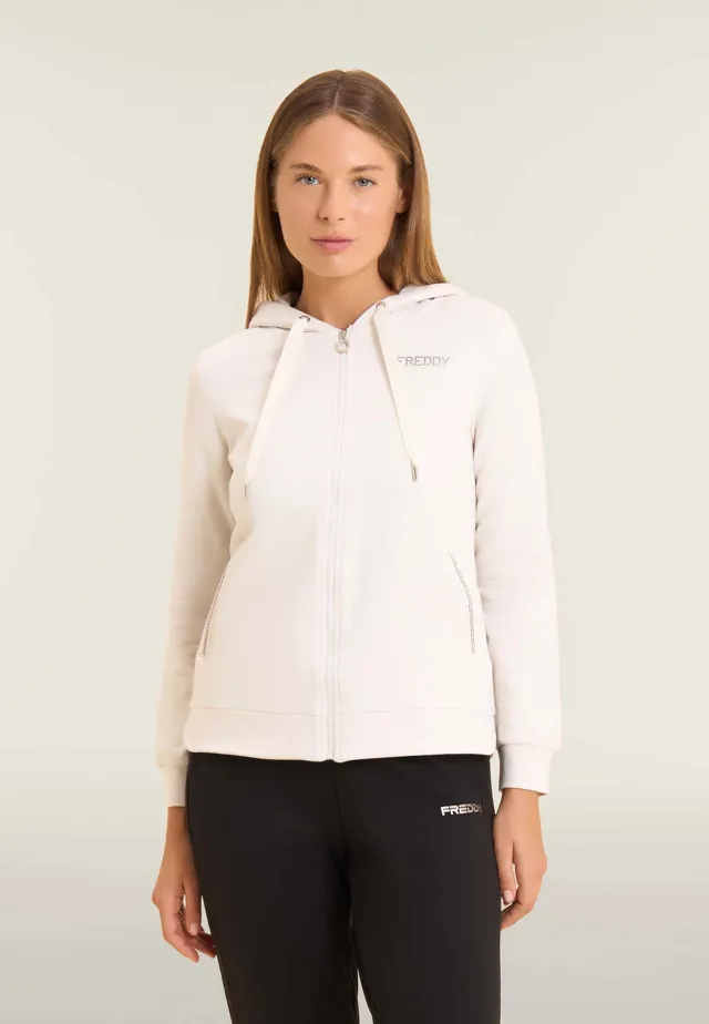 freddy-felpa-sportiva-donna-cappuccio-zip-strass-bicolore-modal image 1