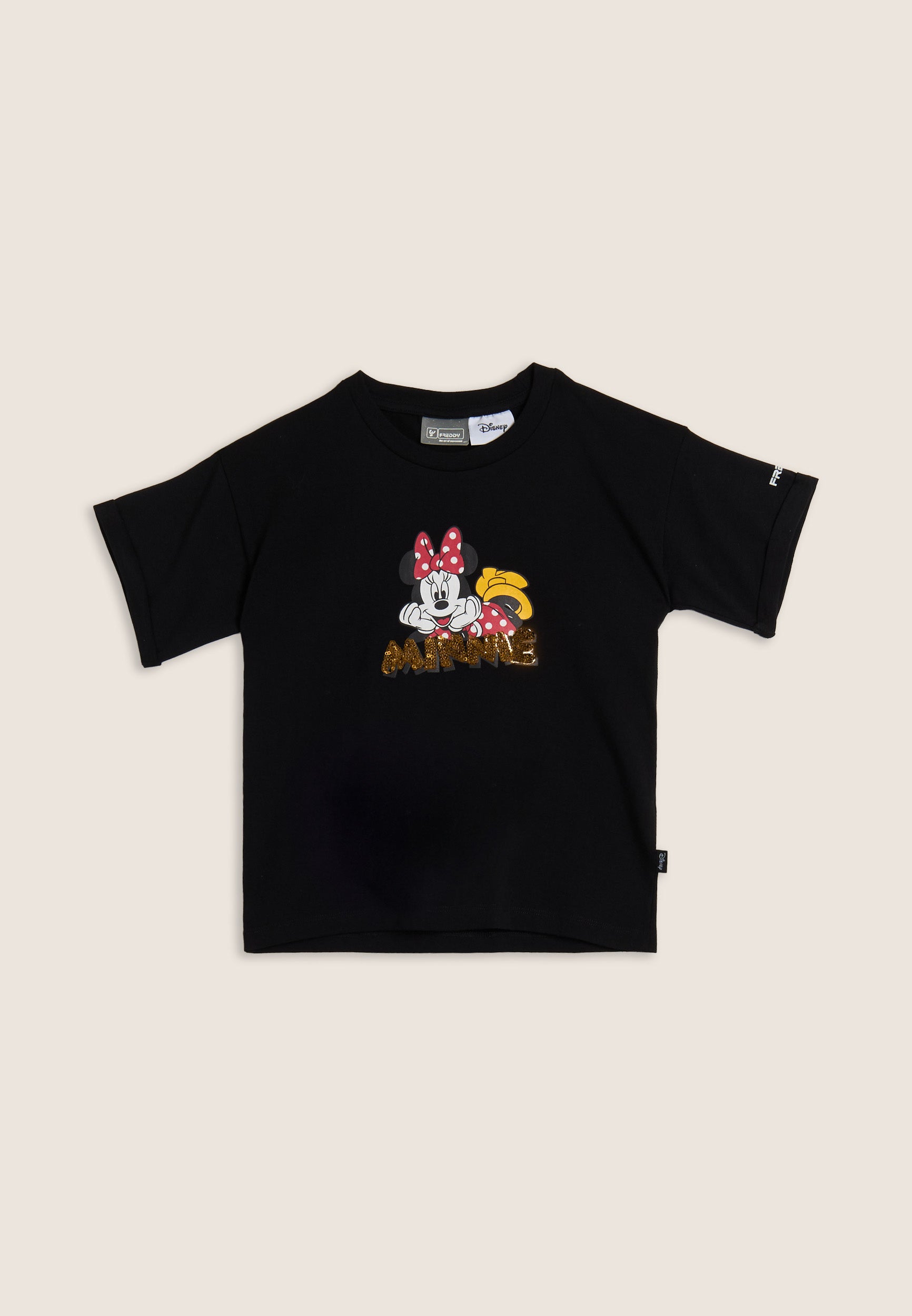 freddy-minnie-scritta-paillettes-t-shirt-bambina-jersey-regular-girocollo image 1