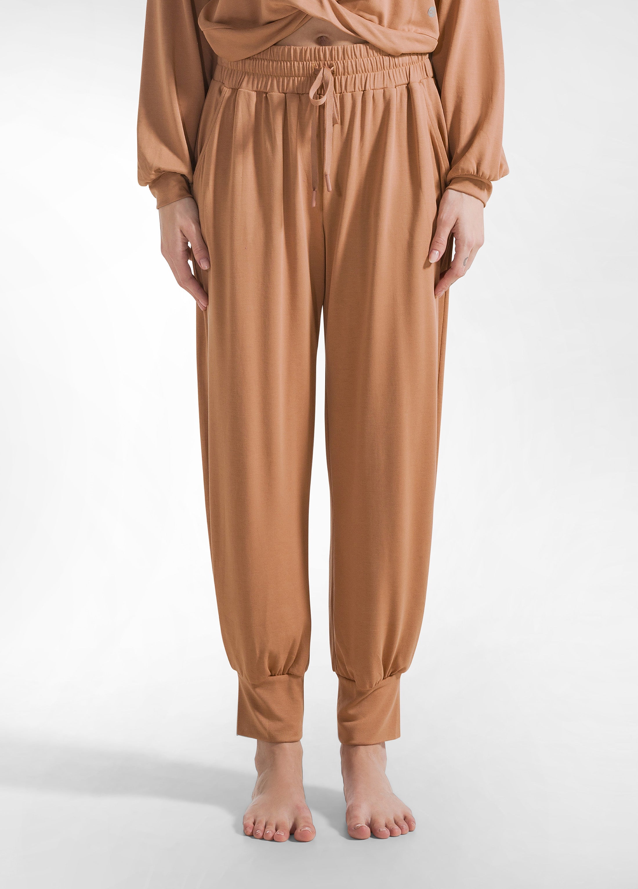deha-pantalone-jogger-in-jersey-modal-marrone image 2