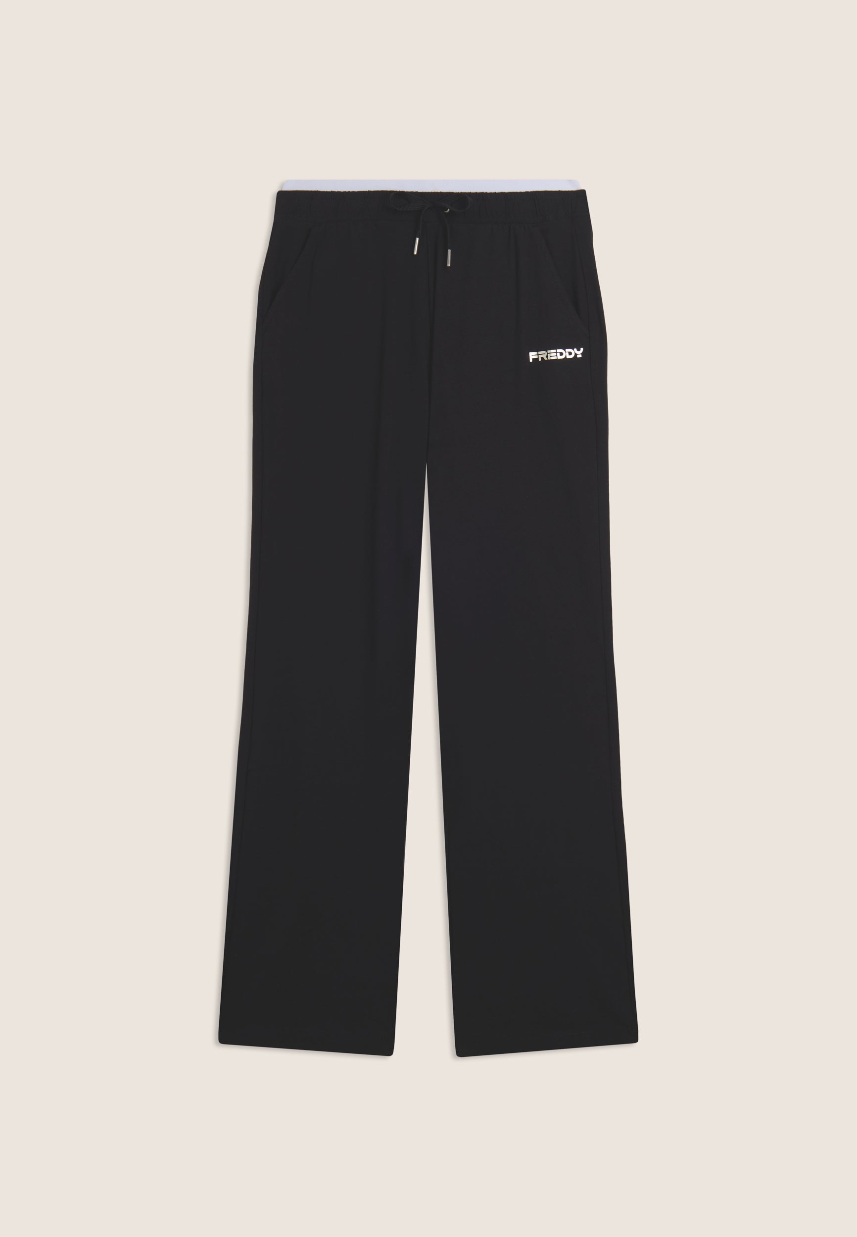 freddy-pantaloni-vita-alta-fondo-a-zampa-jersey-cotone-con-coulisse image 1