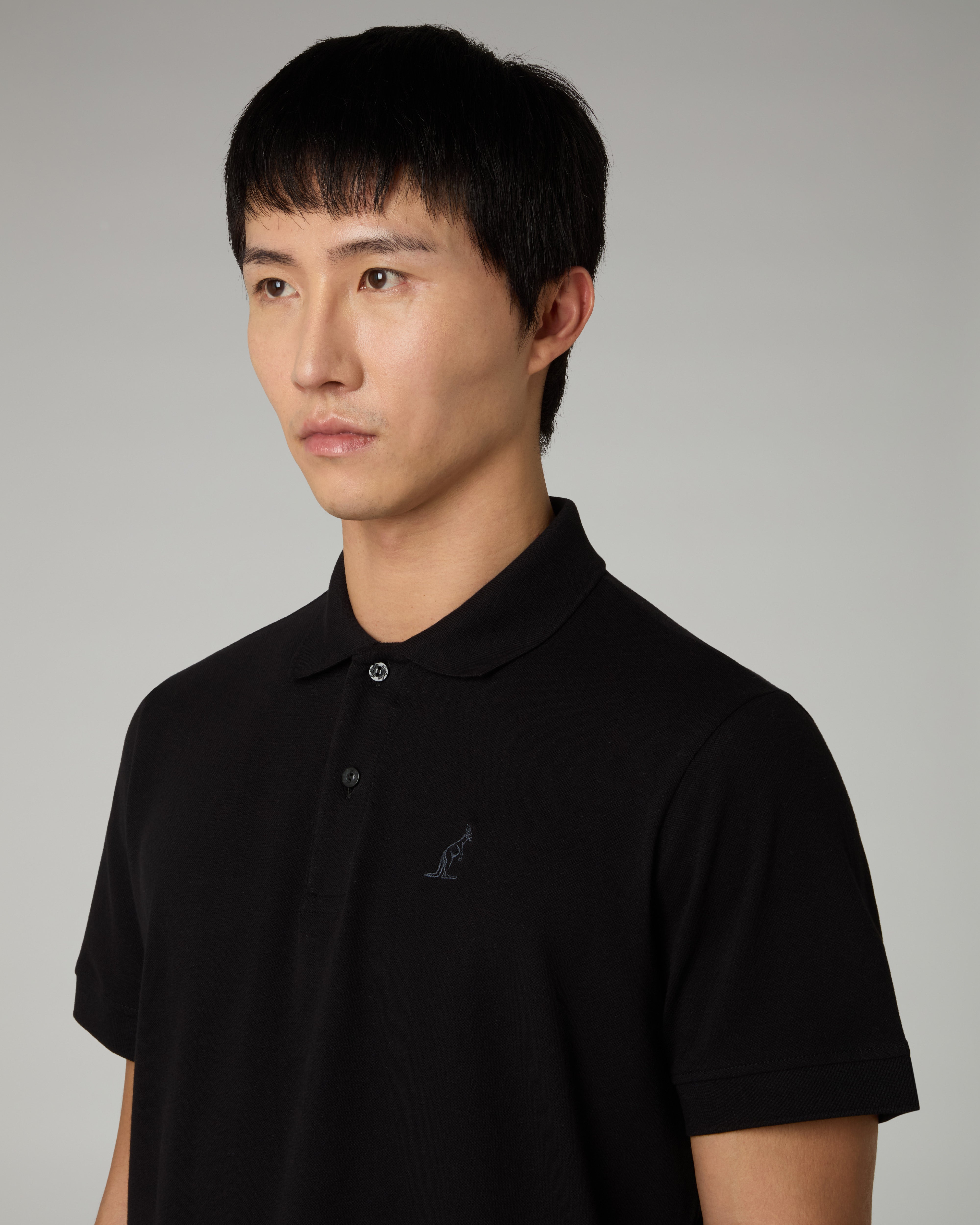 australian-easy-polo-in-piquet-elasticizzato-nero-made-in-italy image 4