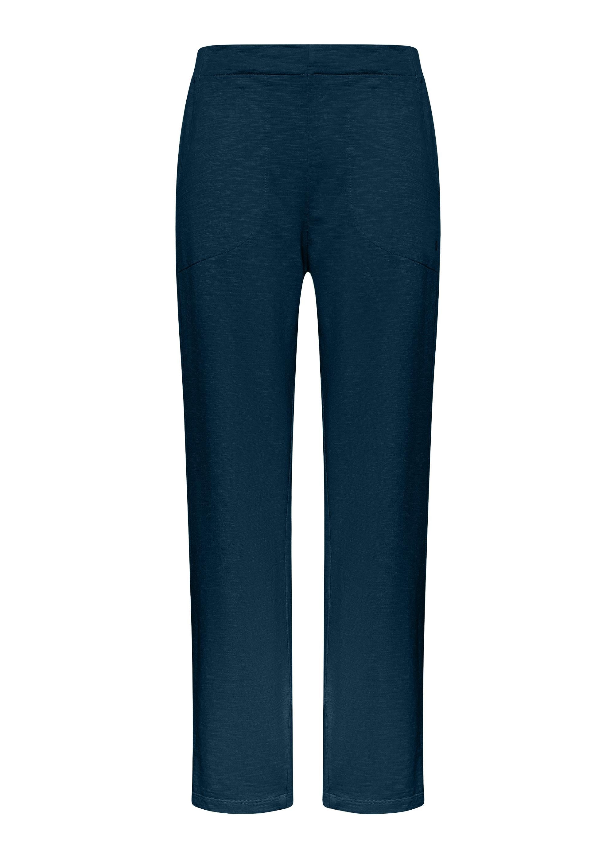 deha-pantaloni-dritti-in-cotone-fiammato-blu-pantaloni-leisurewear image 1