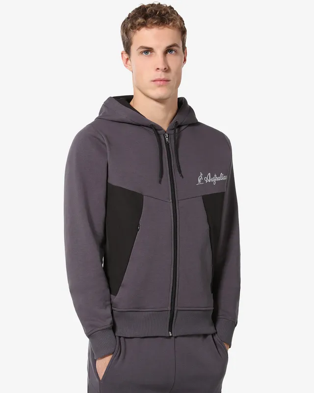 australian-tek-fleece-jacket-sportswear-con-cappuccio-grigio-titanio-made-in-ita image 1