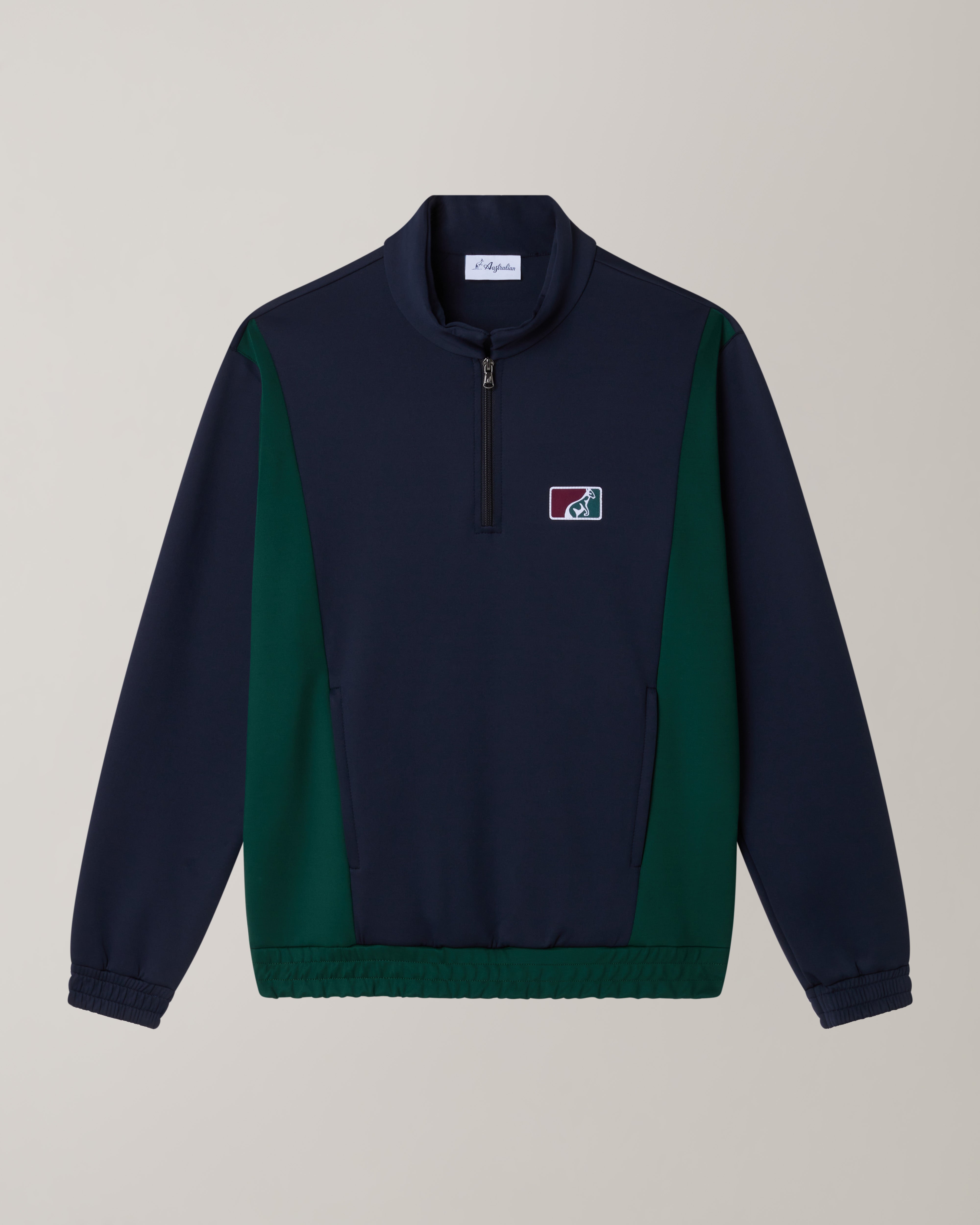 australian-classic-crewneck-mezza-zip-blu-navy image 6