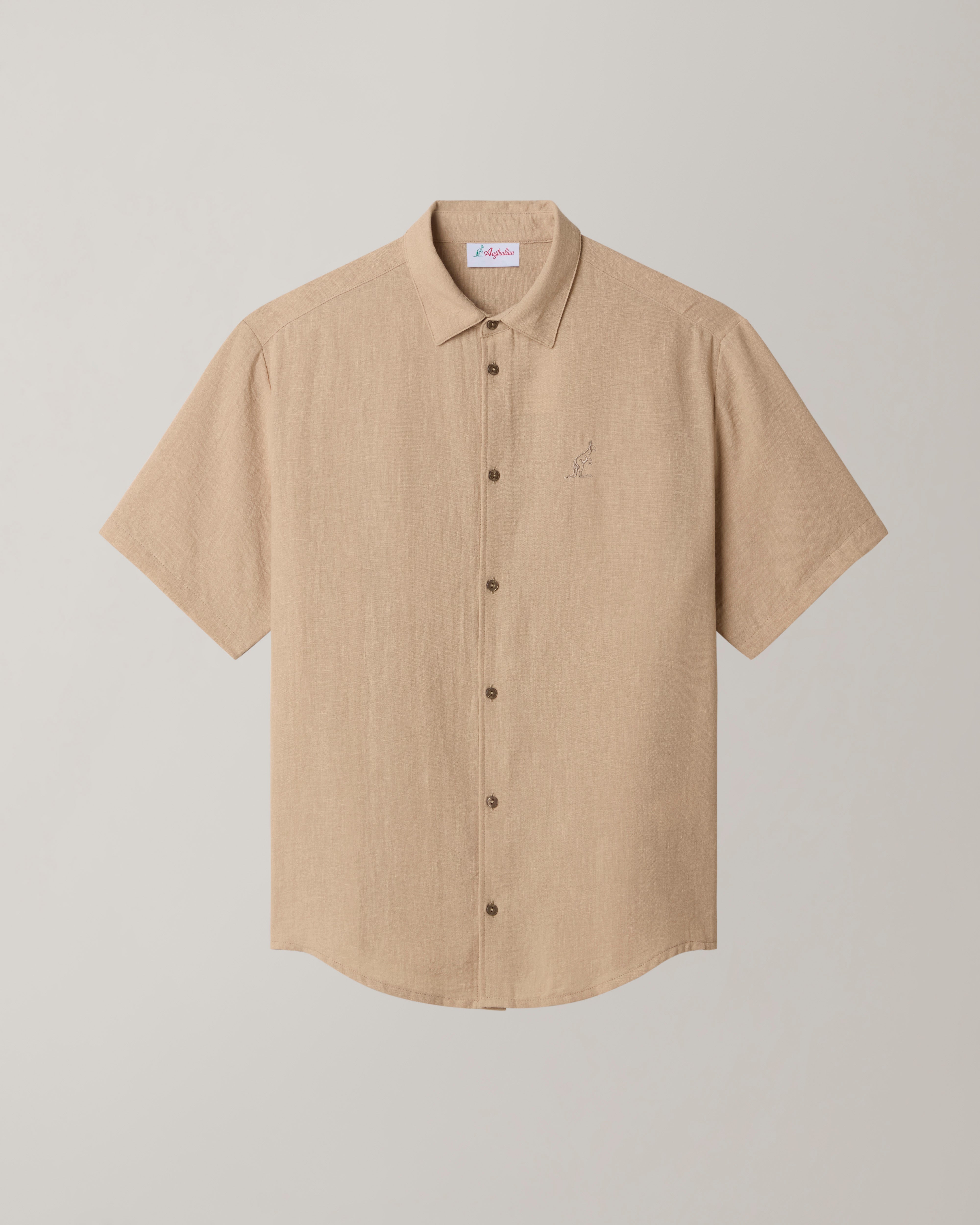 australian-doric-shirt-camicia-canvas-manica-corta-kaki-made-in-italy image 5