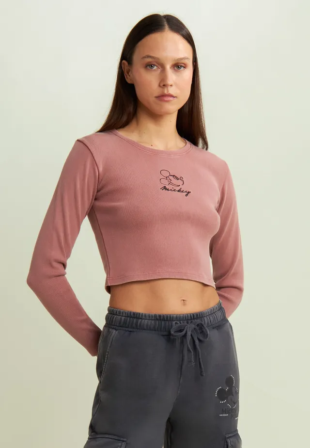 freddy-t-shirt-cropped-donna-manica-lunga-con-ricami-disney image 1