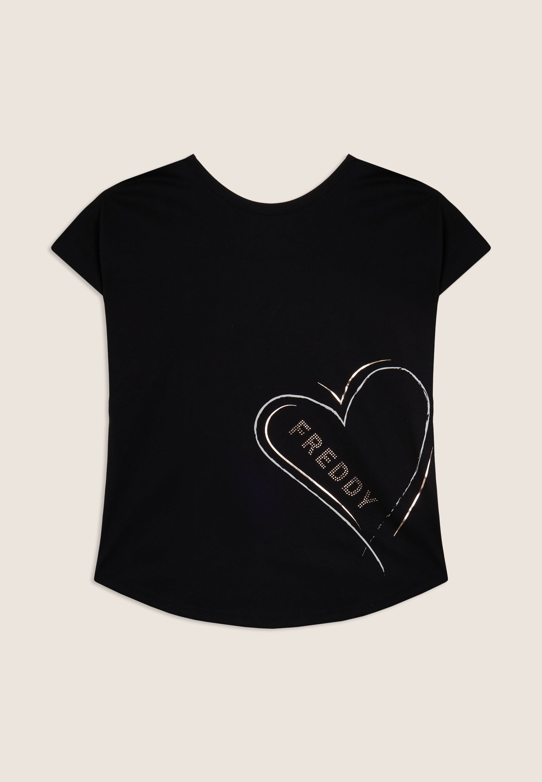 freddy-t-shirt-reversibile-donna-con-cuori-e-logo-in-cotone-supima image 8