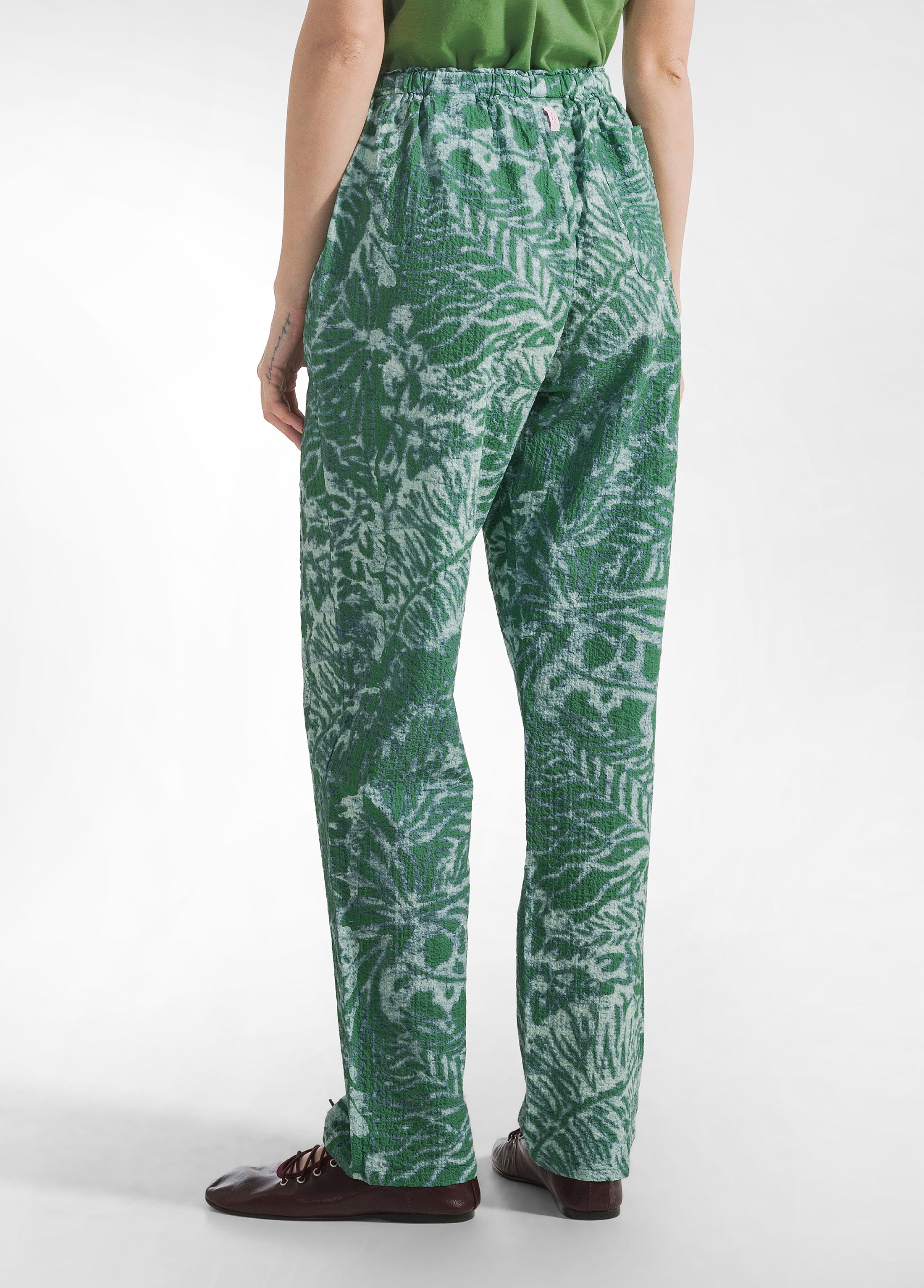 deha-pantalone-stampato-in-cotone-increspato-verde image 3