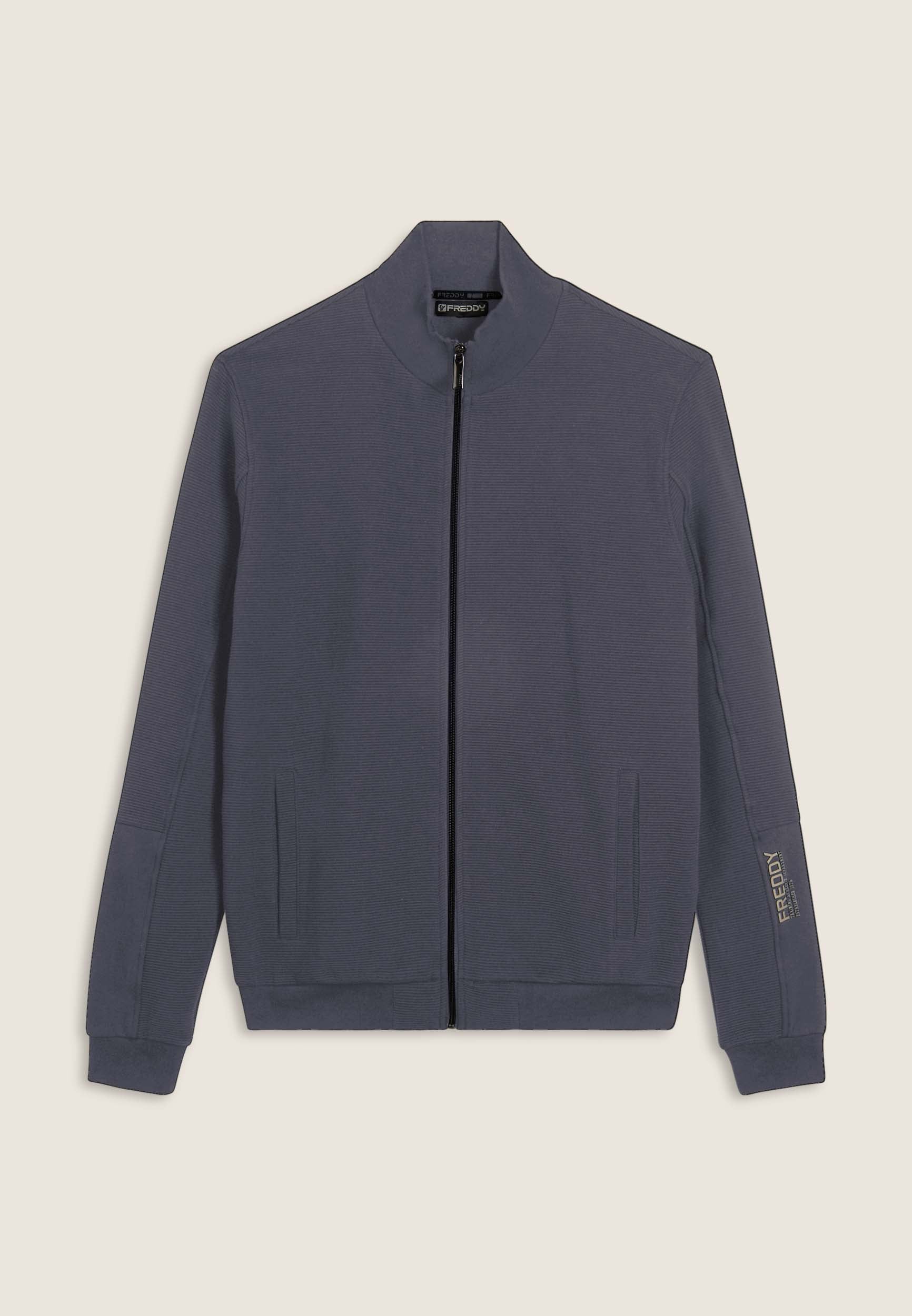 freddy-felpa-uomo-full-zip-rigata-con-grafica-sulla-manica image 5
