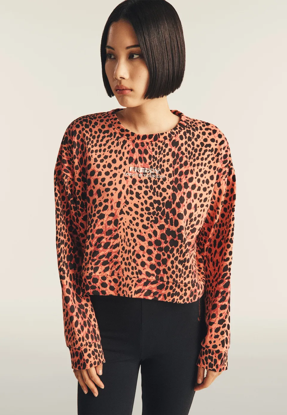 freddy-felpa-cropped-comfort-fit-animalier-donna image 1