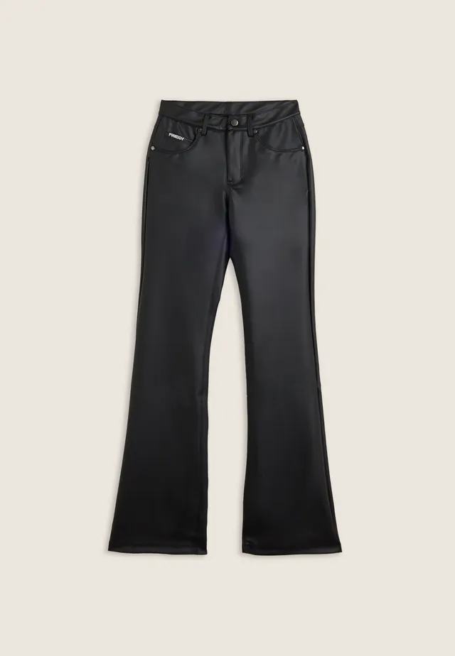 freddy-pantaloni-flare-5-tasche-in-similpelle-vita-regular image 1