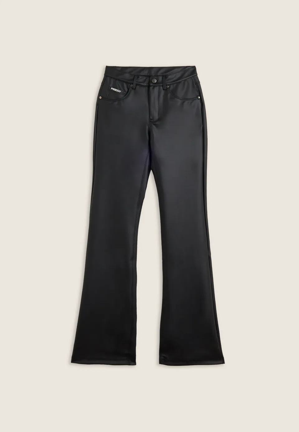 freddy-pantaloni-flare-5-tasche-in-similpelle-vita-regular image 1