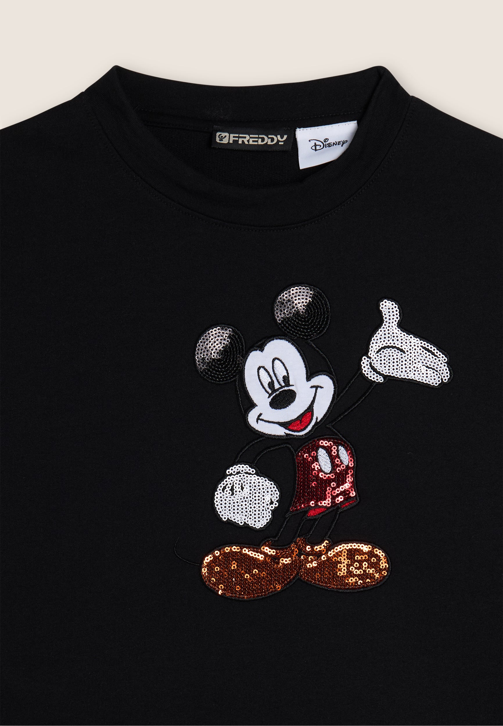 freddy-felpa-cropped-nera-mickey-mouse-con-ricamo-paillettes image 3