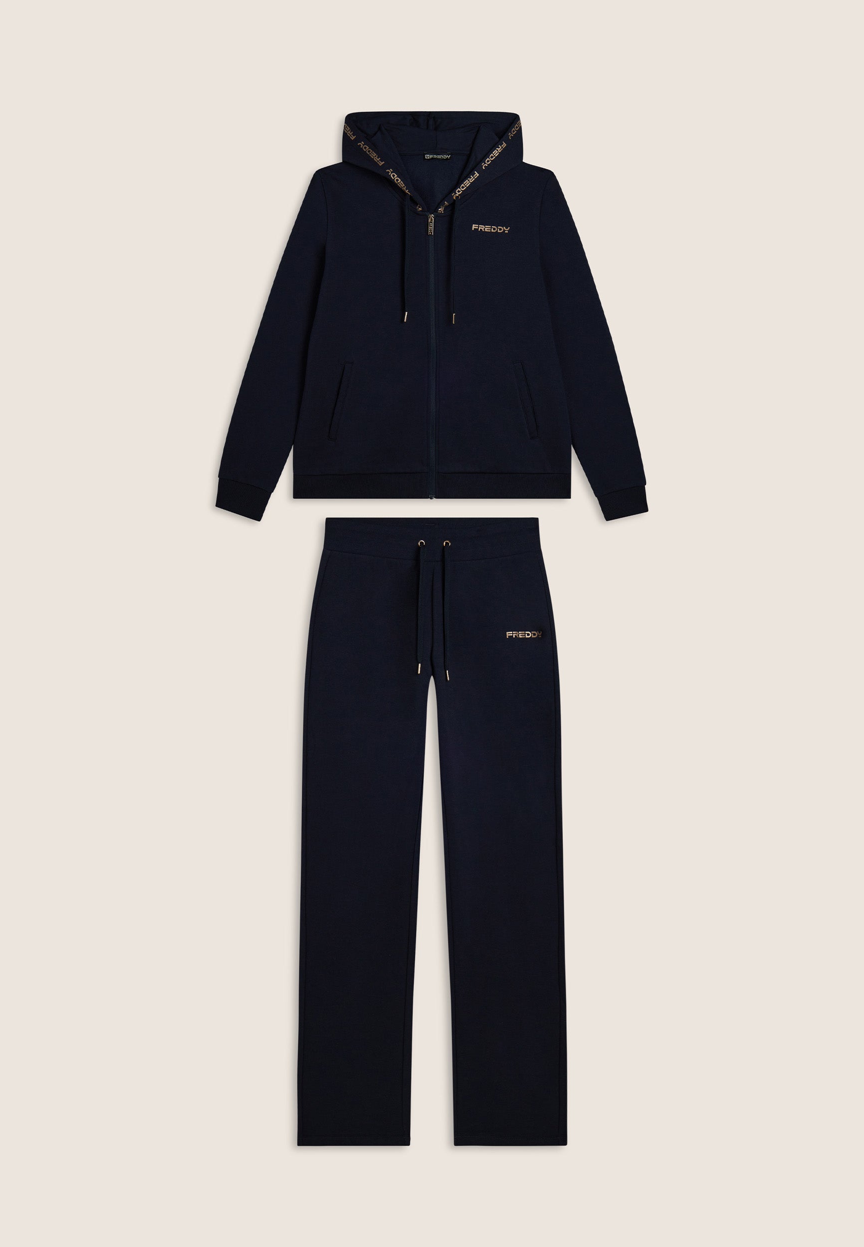 freddy-tuta-con-cappuccio-e-logo-oro-a-contrasto-felpa-zip-pantaloni image 8