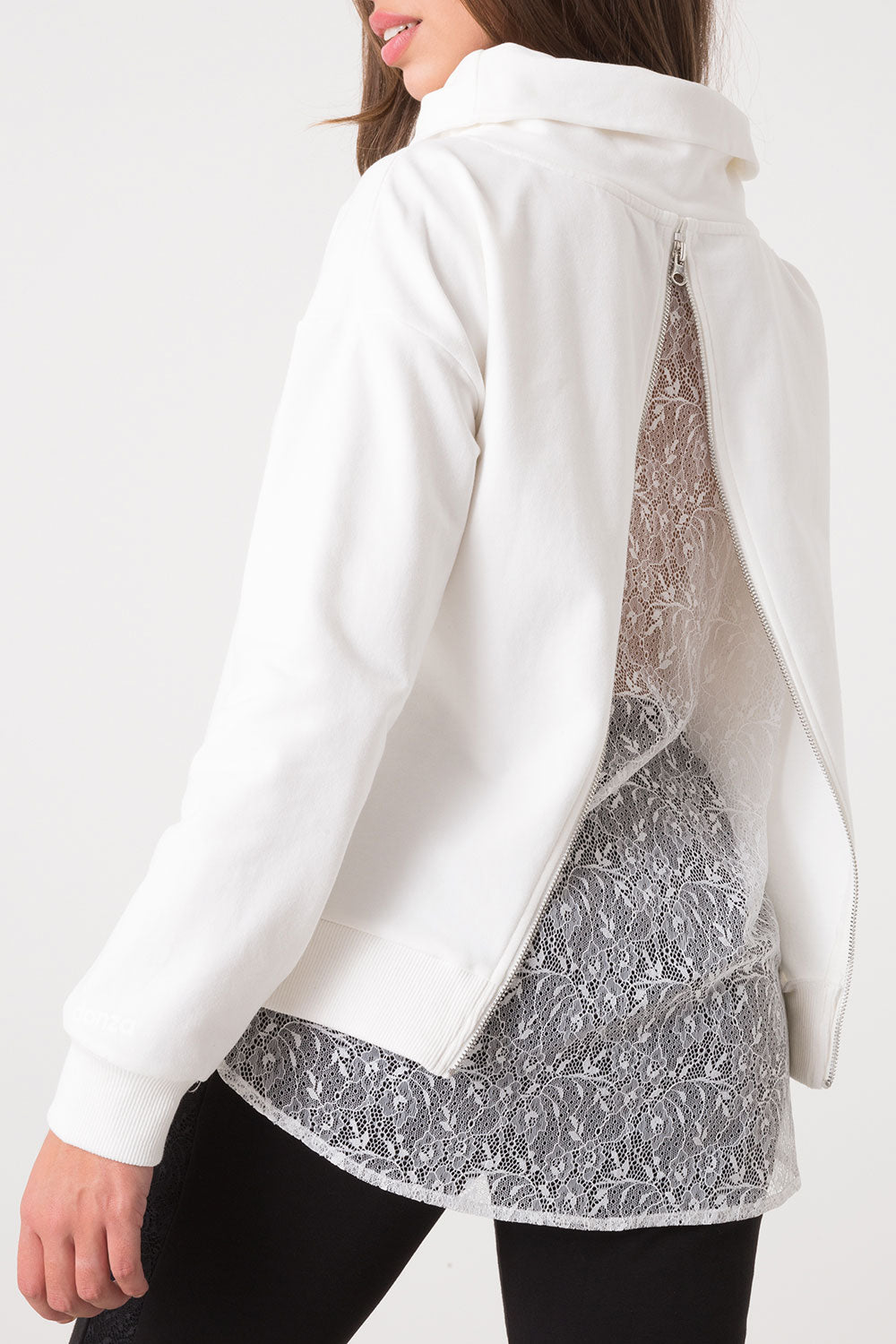 dimensione-danza-felpa-donna-collo-alto-brushed-con-inserto-in-pizzo image 5