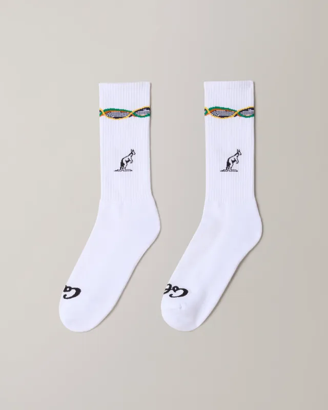 australian-x-carlo-colucci-tape-socks-calze-bianche-in-cotone-jacquard image 1