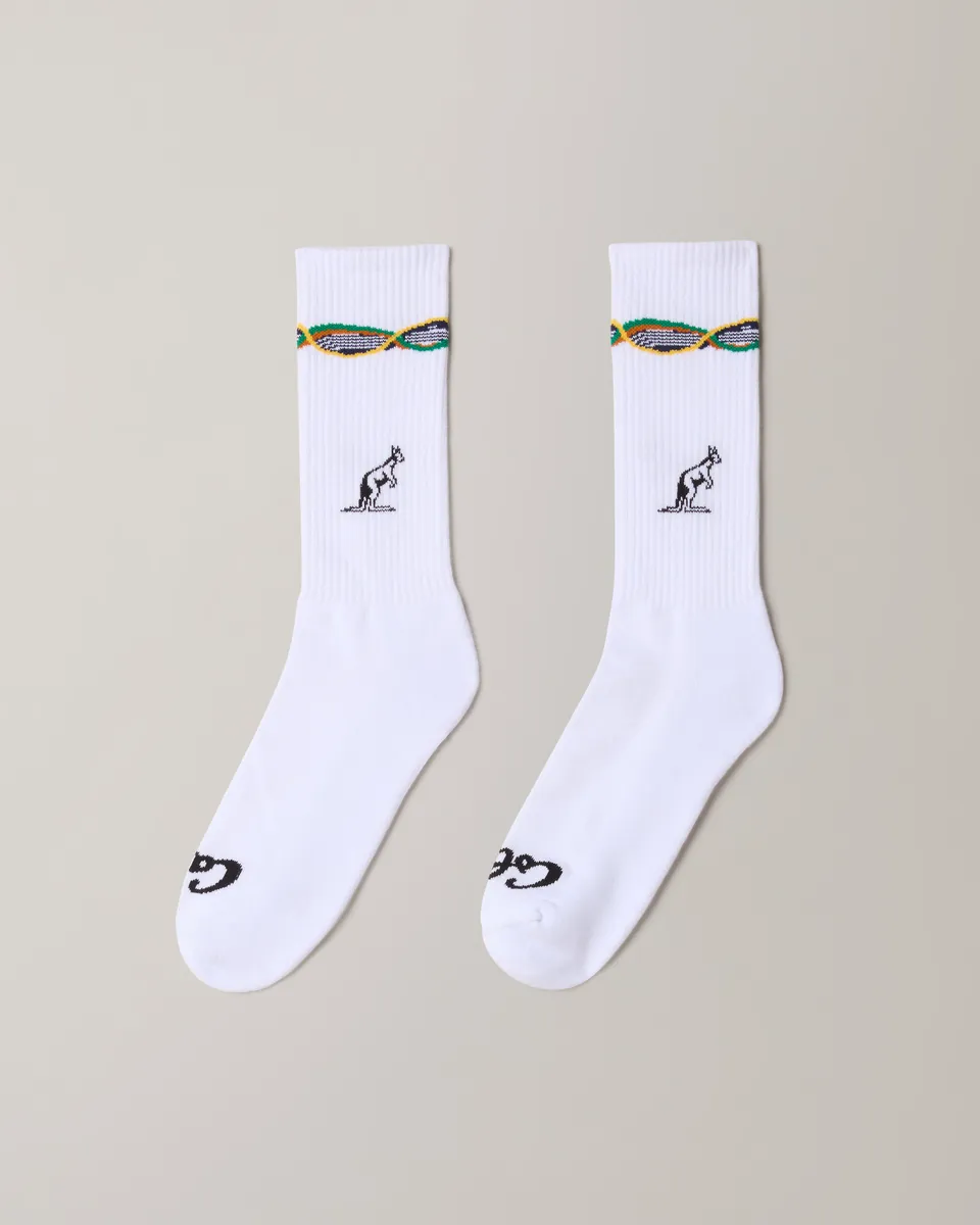 australian-x-carlo-colucci-tape-socks-calze-bianche-in-cotone-jacquard image 1