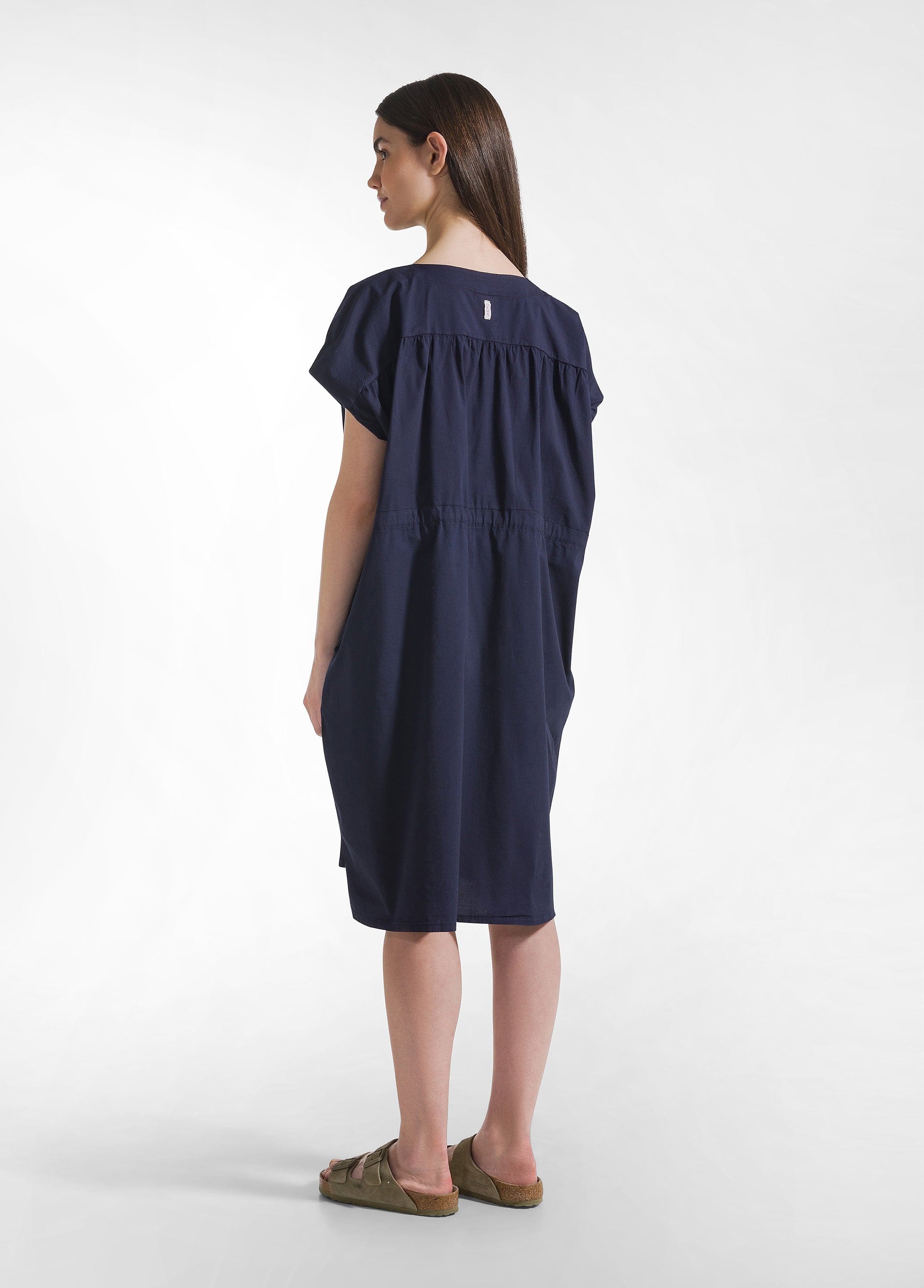 deha-abito-in-popeline-con-coulisse-blu-vestito-ampio-cotone-stretch image 5