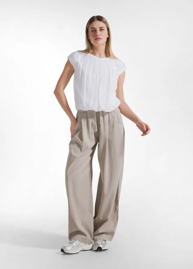 deha-pantaloni-dritti-in-twill-di-lyocell-beige-d42757 image 1