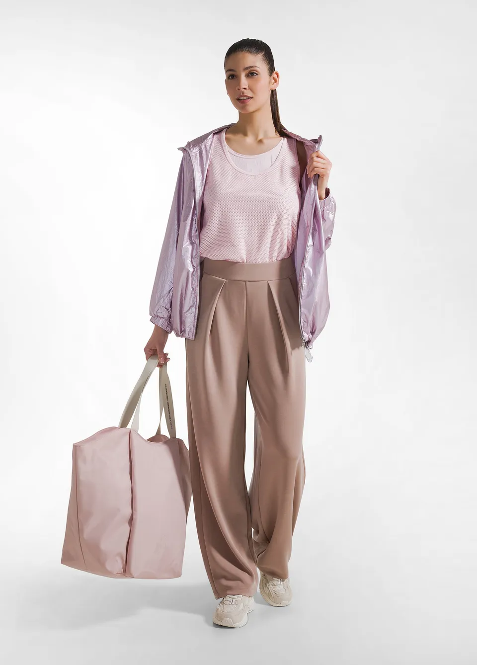 deha-d42315-pantaloni-plissettati-in-modal-marrone image 1