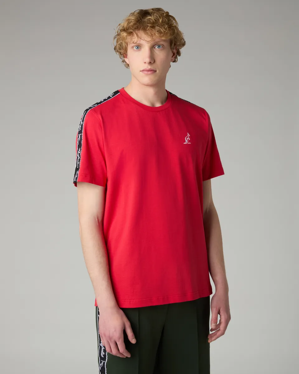 australian-tape-t-shirt-in-cotone-tango-red-con-banda image 1