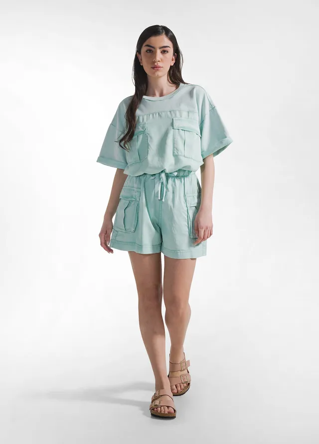 deha-pantaloncino-cargo-in-twill-sfumato-verde-d22375-shorts-lyocell-cotone image 1